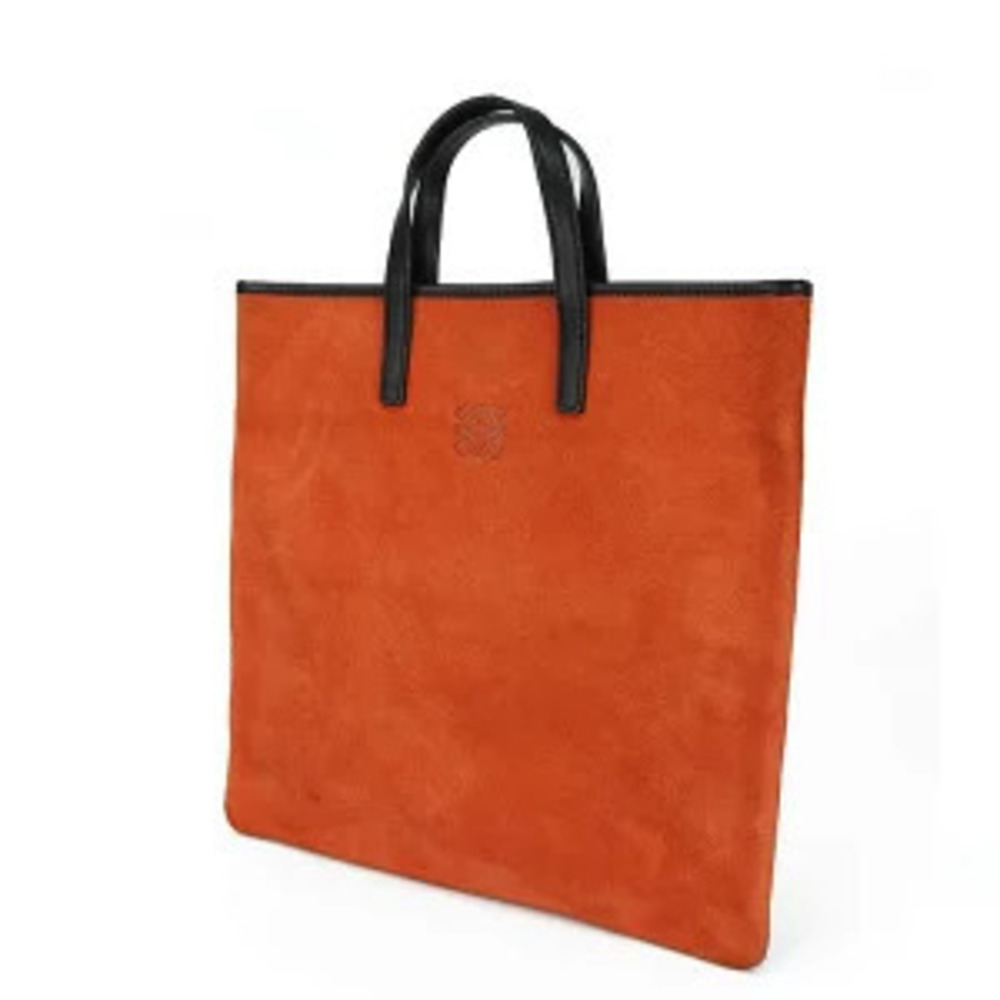 Loewe Orange Leather Nappa Anagram Suede Handbag